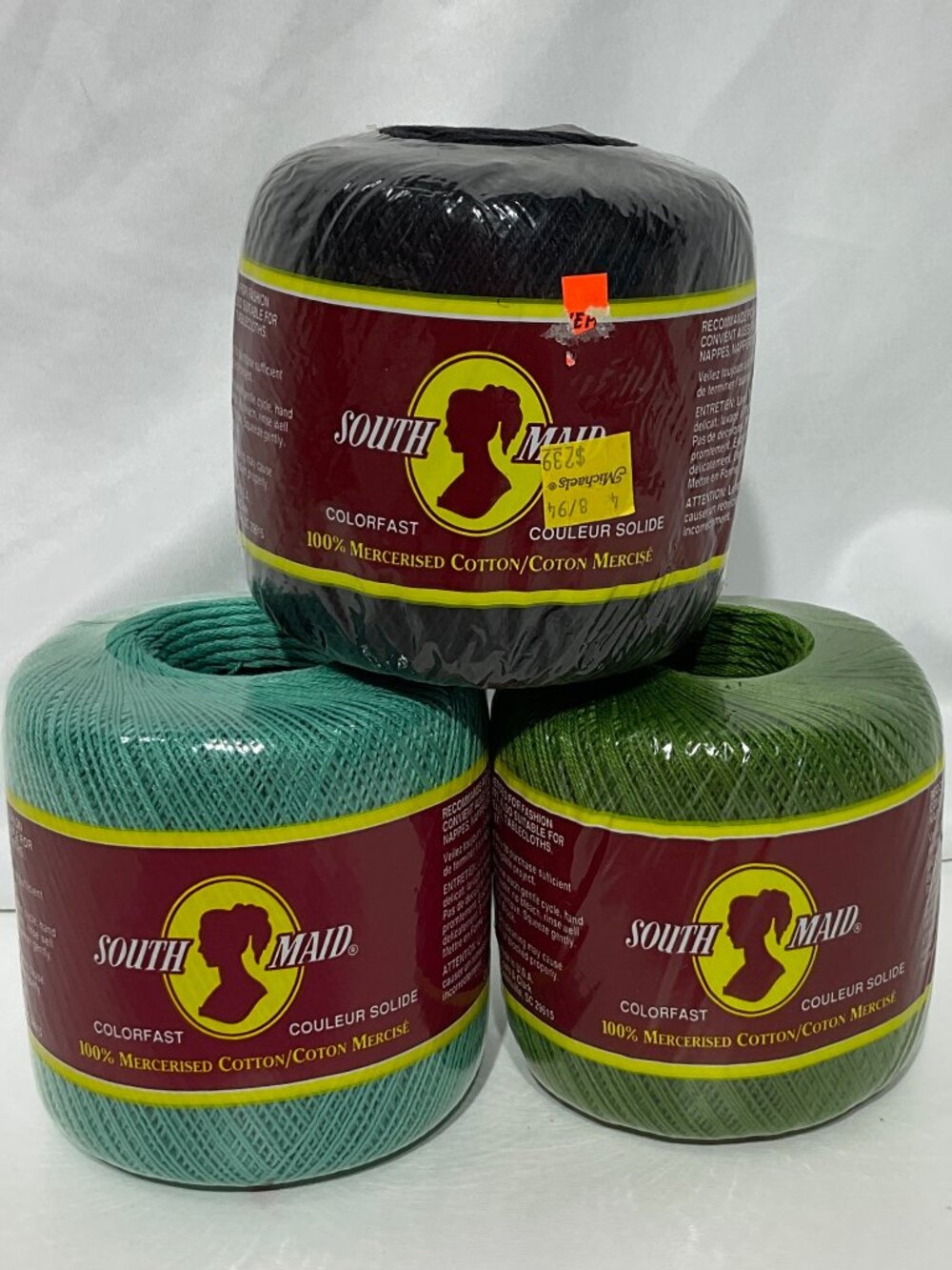 South Maid Bundle of 3 Crochet Thread 100% Mercerized Cotton NWT Unopened Green